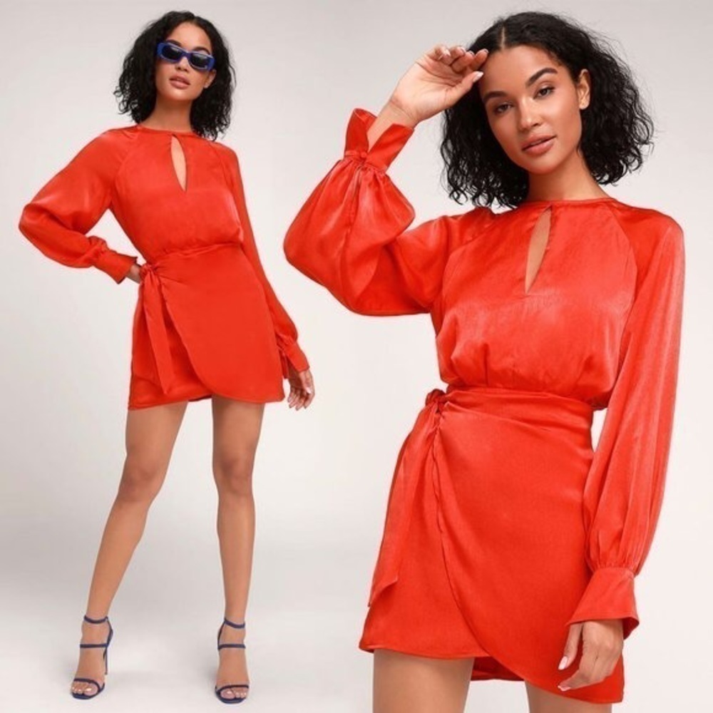 FINDERS Keepers Nightlife Satin Wrap Dress